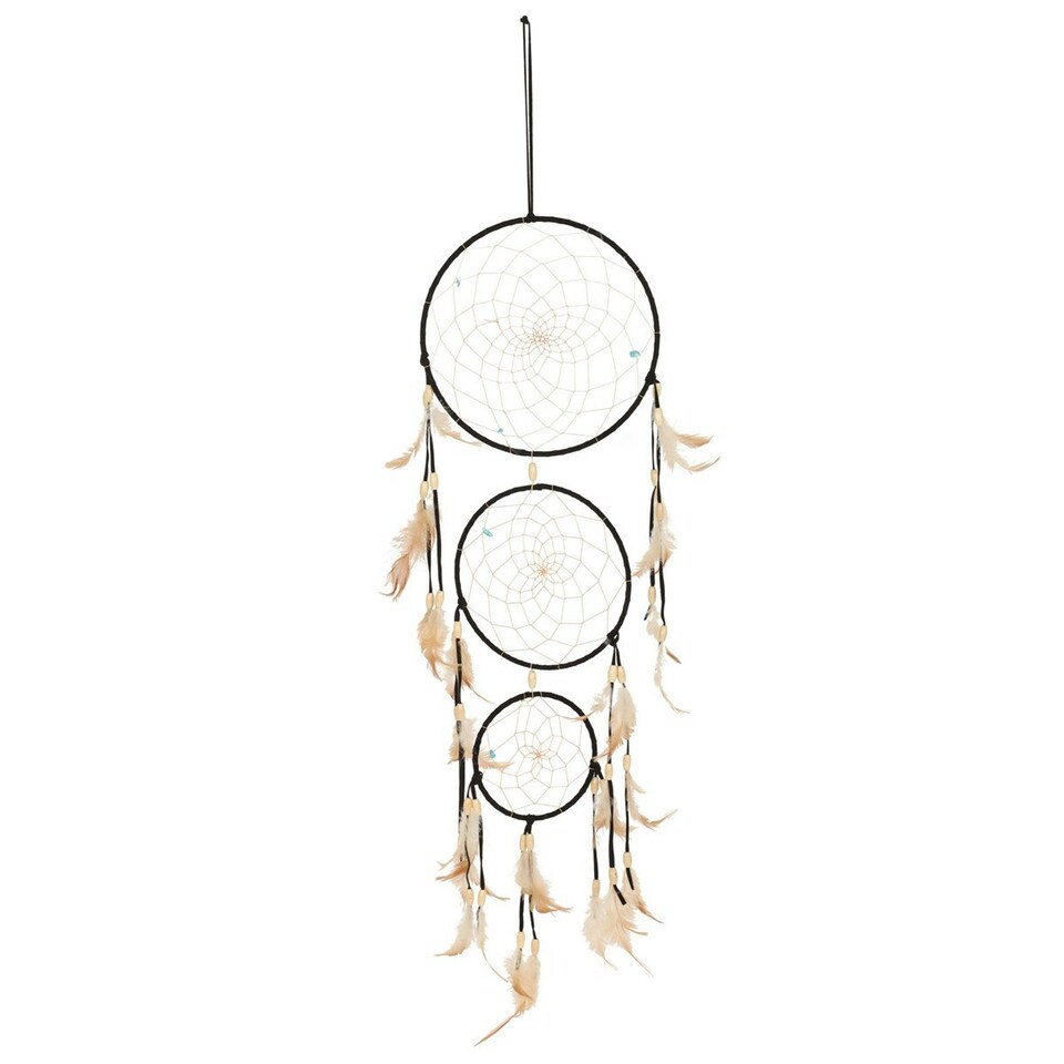 image 1 of Something Different Feather Triple Dreamcatcher - Black - One Size