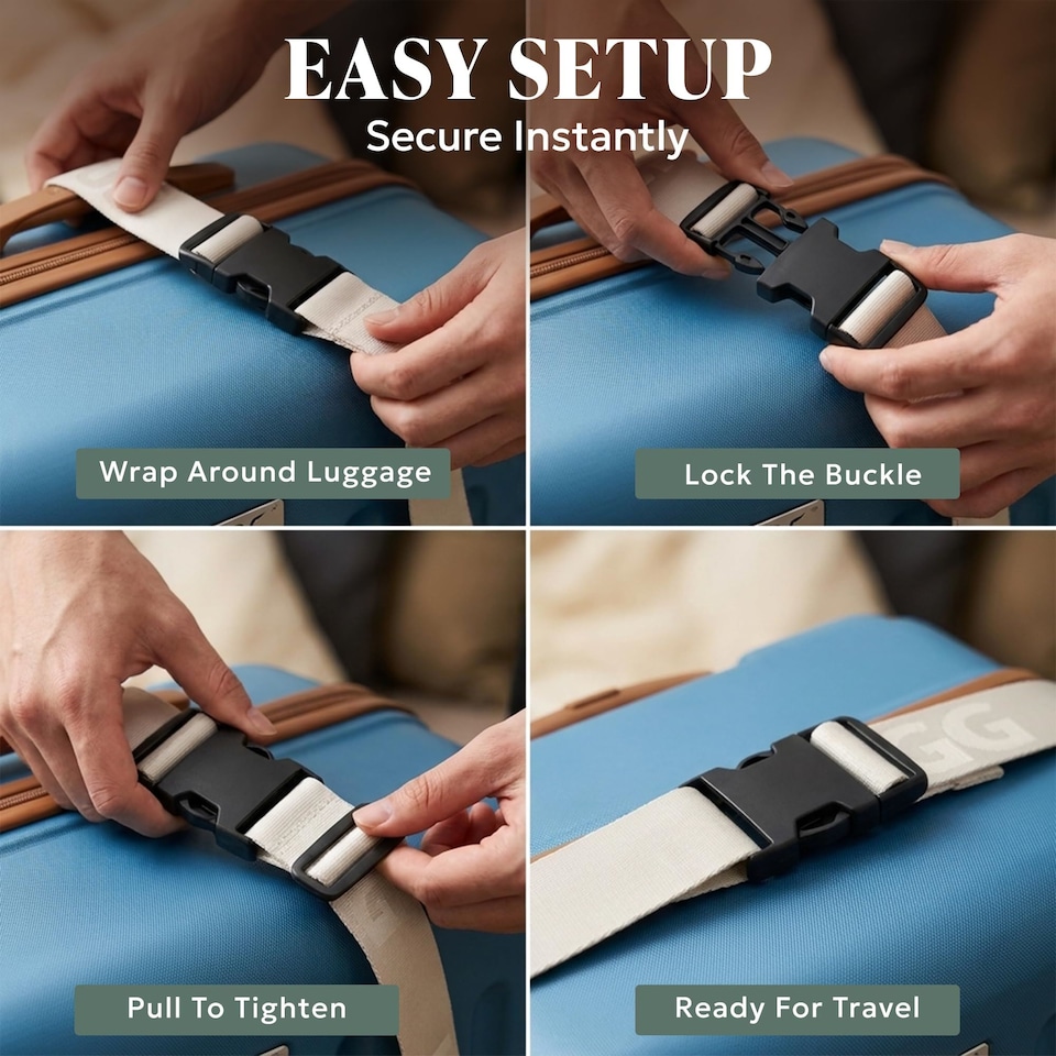 image 1 of Lugg Luggage Straps 2 Pack Adjustable Suitcase Belts 180 cm Polyester Webbing