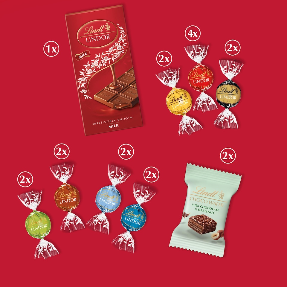 image 1 of Lindt Letterbox Chocolate Hamper - 360g (19-Piece Set) - Assorted Chocolate Bars Truffles & Wafers, Lindor Chocolates Gift Box, Birthday Gifts for Women and Men, Thank You or Christmas Gifts