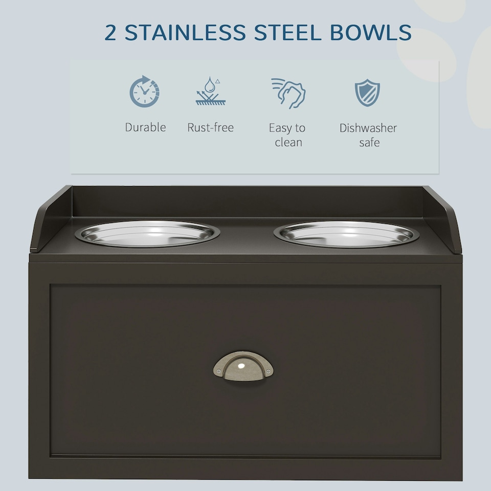 image 1 of PawHut Stainless Steel Raised Dog Bowl w/ 21L Storage Drawer, for Large Dogs