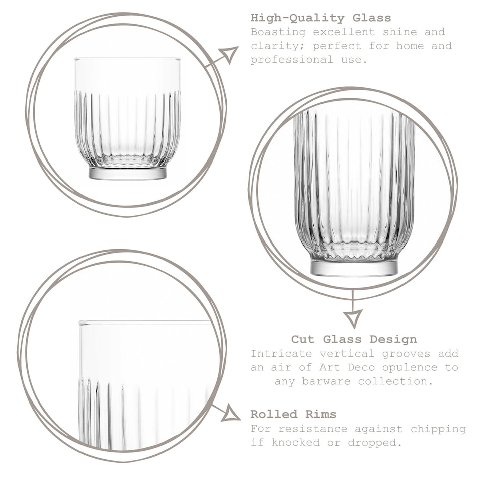 image 1 of LAV Tokyo Whiskey Glasses - 330ml - Clear - Pack of 6 | Clear | Clear