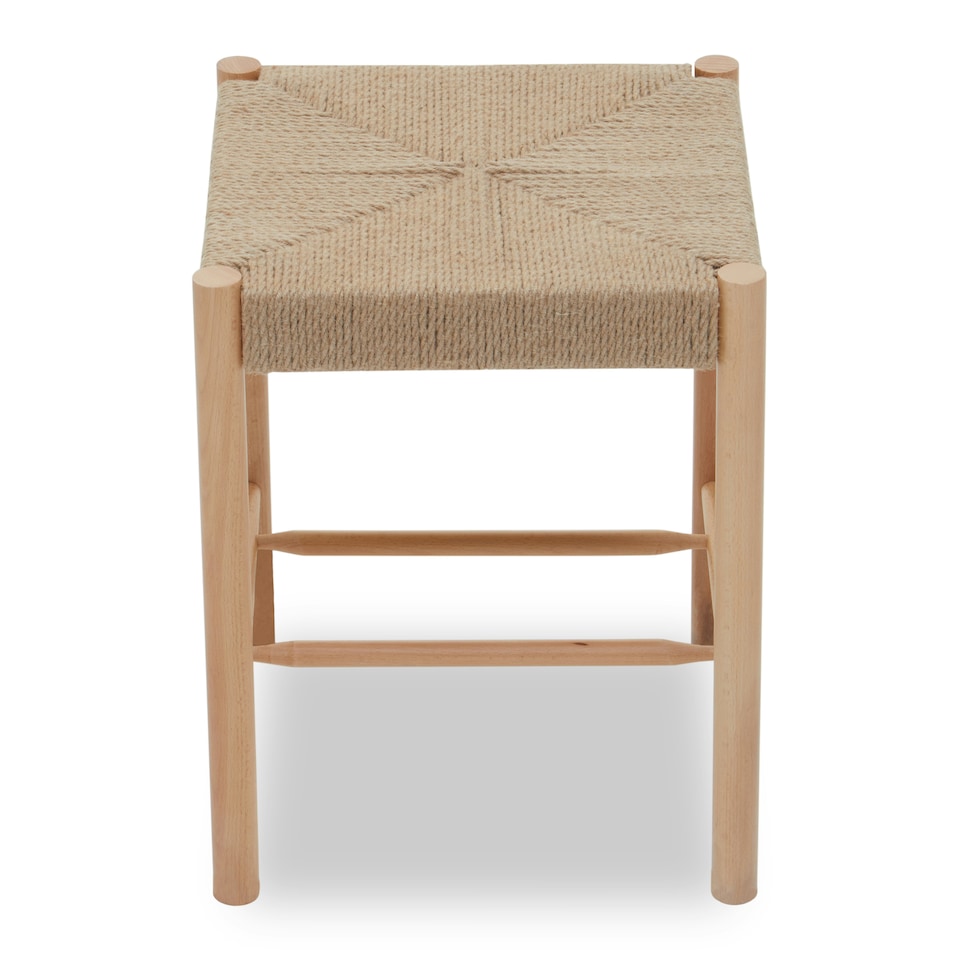 image 1 of Interiors by Premier Comfortable Contemporary Natural Wood Stool, Handwoven Bedroom Stool, Easy To Maintain Lounge Stool