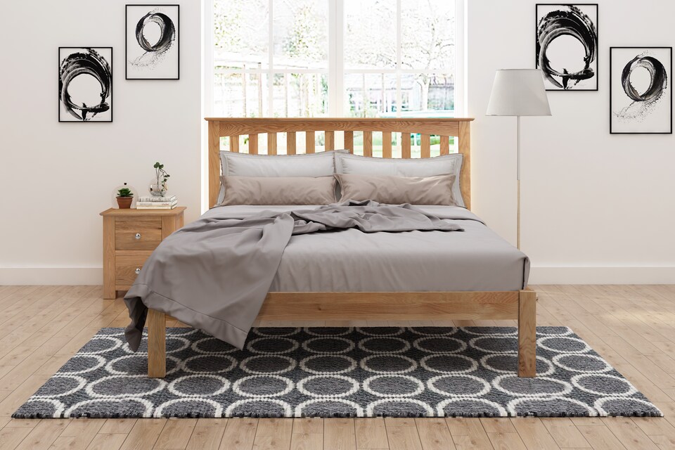 image 1 of Gladstone Super Kingsize 6ft Solid Oak Bed Frame | Brown | Super King
