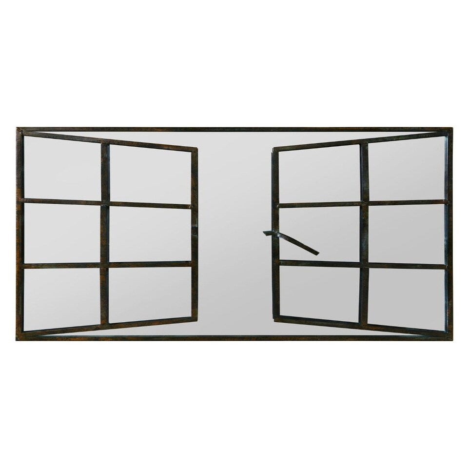 image 1 of Kirkby Metal Large Open Window Garden Wall Mirror 39" X 29" (100CM X 73CM) N/A