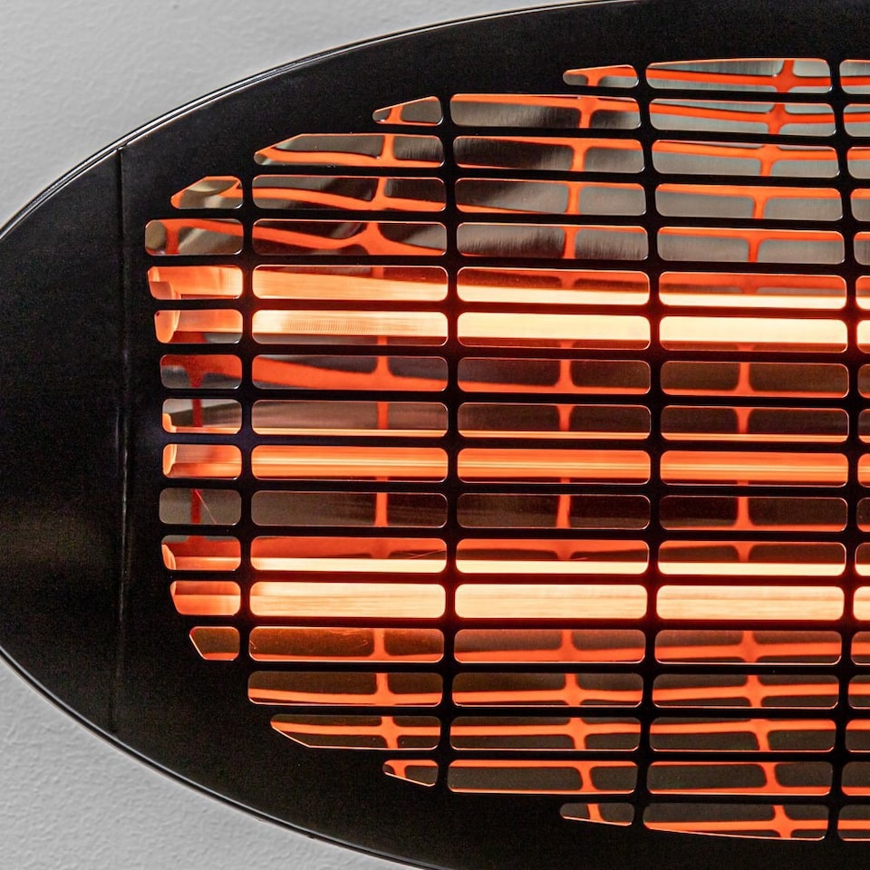 image 1 of Primrose IPX4 Wall Mounted Quartz Bulb Electric Patio Heater with 3 Settings in Black 2kW