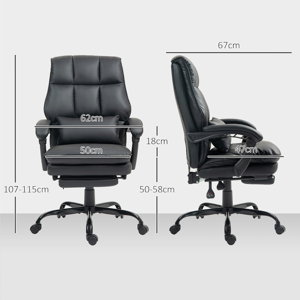 image 1 of HOMCOM Executive Office Chair, PU Leather Desk Chair with Armrests Black