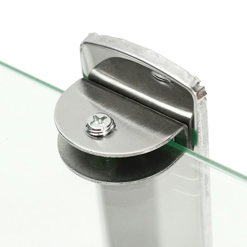 image 1 of Living and Home 1 Tier Bathroom Glass Corner Shelf Wall Mounted - 20*20cm