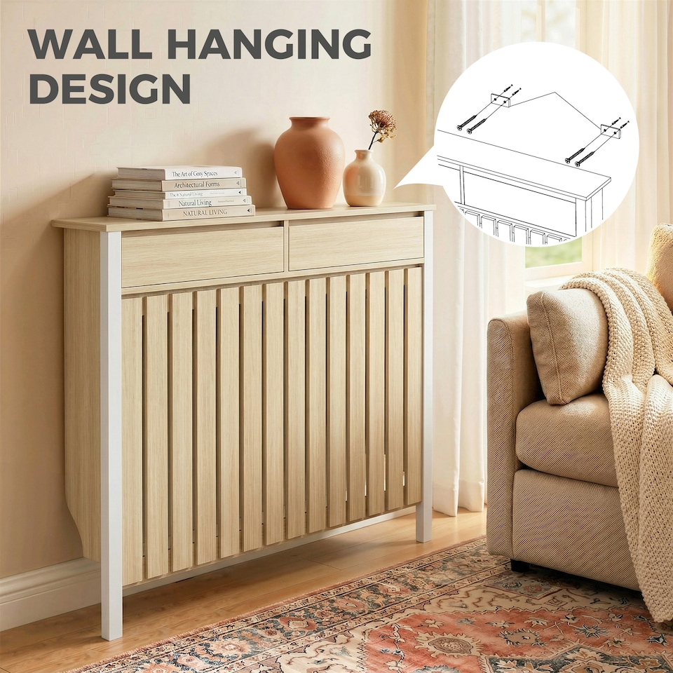 image 1 of HOMCOM Large Radiator Cover with Drawers and Vertical Slats