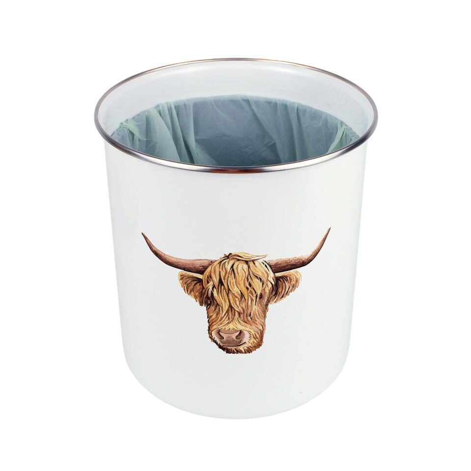 image 1 of Highland Cow Food Waste Caddy - Metal 2L Decorative Kitchen Compost Bin