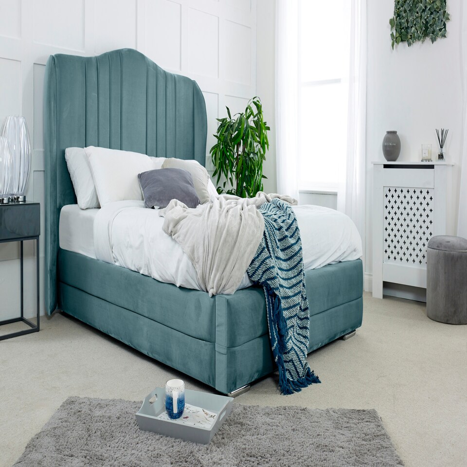 Dorridge Plush Single Bed Frame - Duck Egg