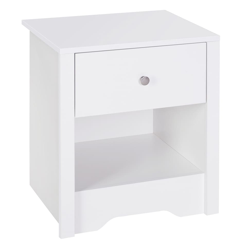 image 1 of HOMCOM Modern Bedside Table, Nightstand with Drawer Shelf, End Table for Living room, Bedroom White