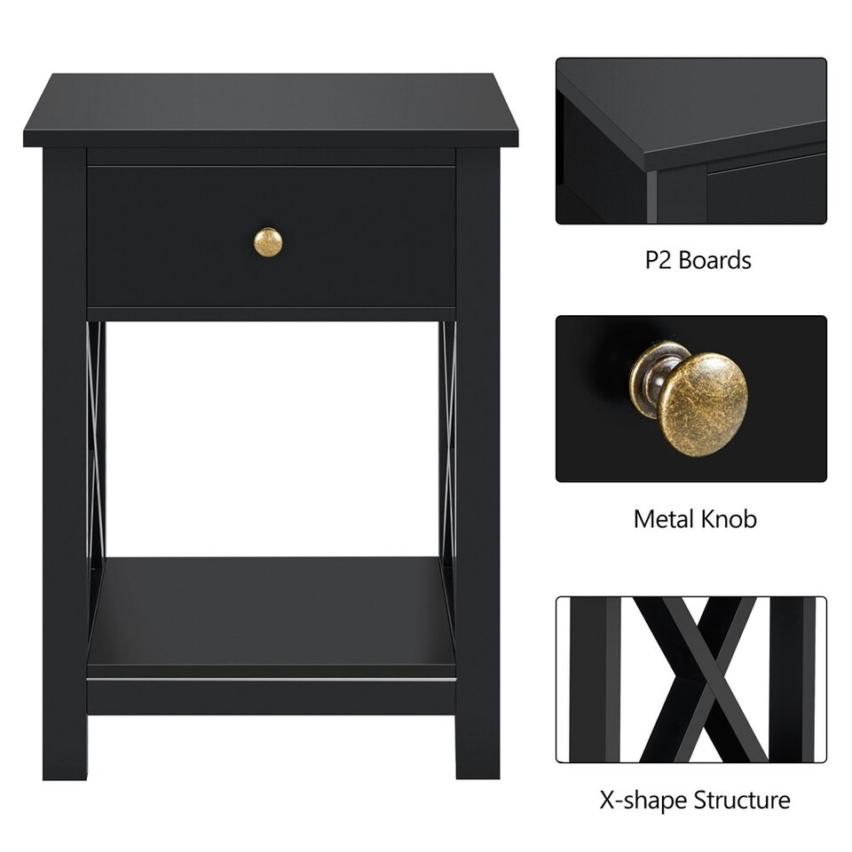 image 1 of Yaheetech X Shape End Table Black