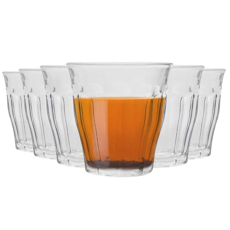 image 1 of Duralex Picardie Drinking Glasses - 130ml Tumblers for Water, Juice - Pack of 6 | Clear | Clear