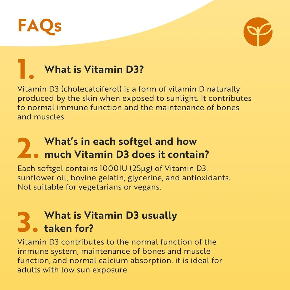 image 1 of Nutravita Vitamin D 1000 IU (25mcg) for Maintenance of Healthy Immune System, Muscles, Bones & Teeth - Vitamin D3 Cholecalciferol - 365 VIT D Softgels