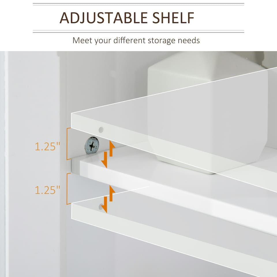 image 1 of kleankin Bathroom Pedestal Under Sink Cabinet Floor w/ Storage Shelf Double Door White | White