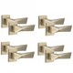 image 1 of Golden Grace 4 Pairs Modern Aura Design Premium Door Handles on Square Rose in Antique Brass Finish Gold