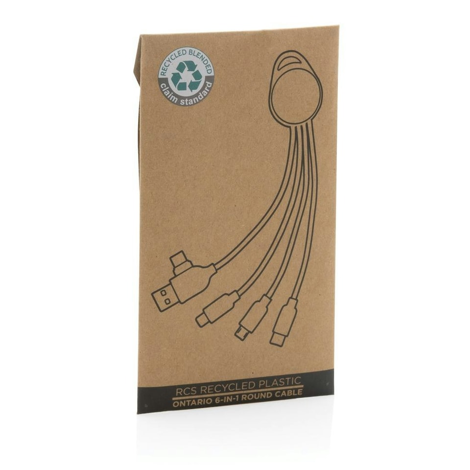 image 1 of XD Collection Ontario Recycled Plastic 6-In-1 USB Cable - White - One Size