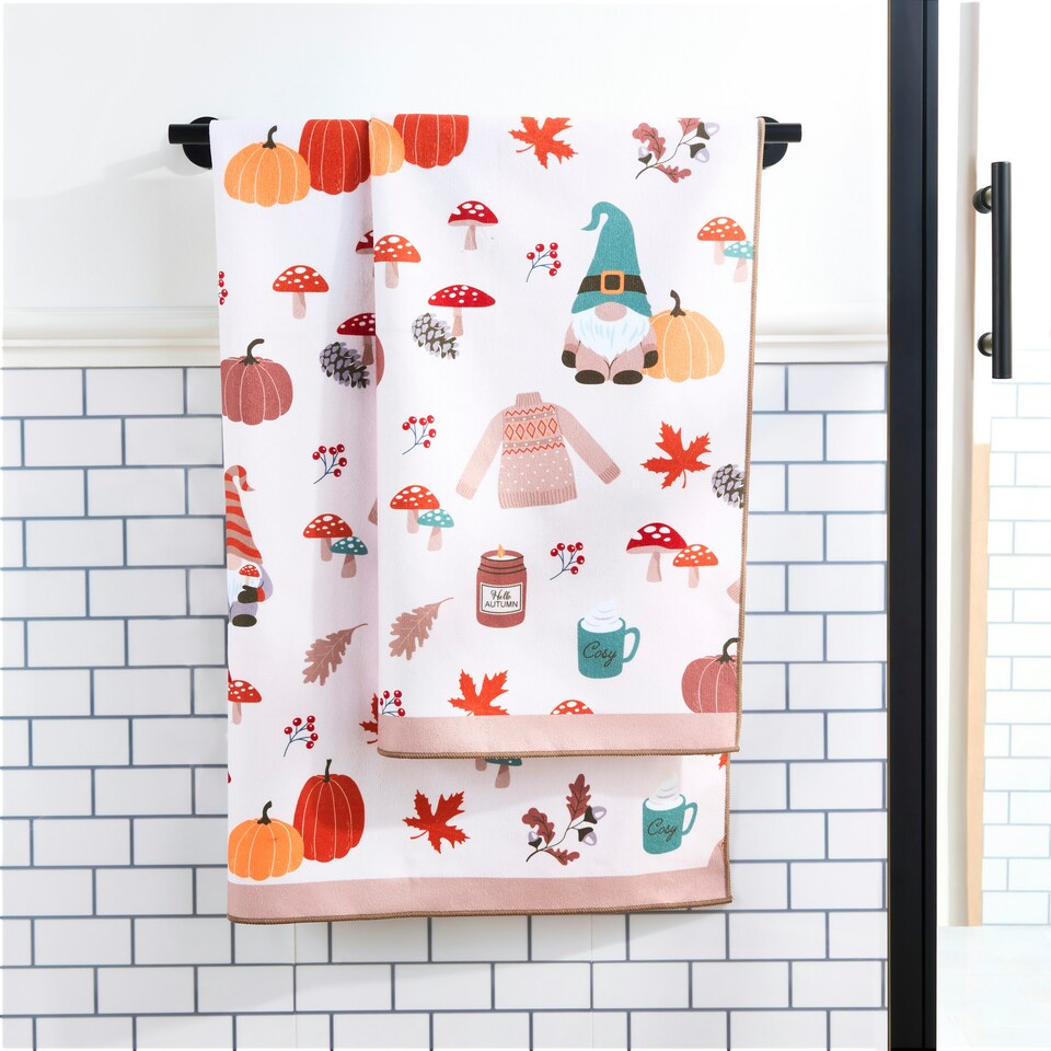 image 1 of OHS Autumnal Gonk Pumpkin Soft Cosy Bathroom Decor Hand Bath Towel Cream | Natural | Hand towel