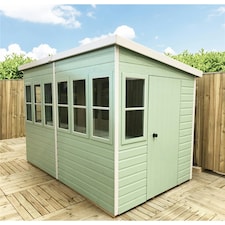 10 x 10 (3.04m x 2.99m) - Premier Pent Wooden Summerhouse - Potting Shed - 2 Opening Windows - Single Side Door - 12mm T&G Walls - Floor - Roof