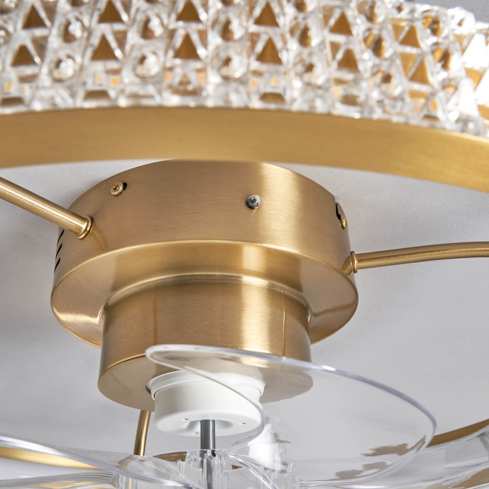 image 1 of BHS Lyona LED Dimmable Fan Ceiling Light, Warm Brass