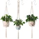image 2 of 3 Pack Hanging Basket Indoor Outdoor Hanging Plant Pots with 3 Hooks Cream