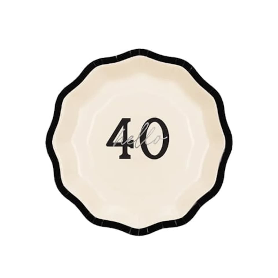 image 1 of Hello 40 Elegant Milestone Birthday Round Paper Plates 18cm - Pack of 6 | Multi