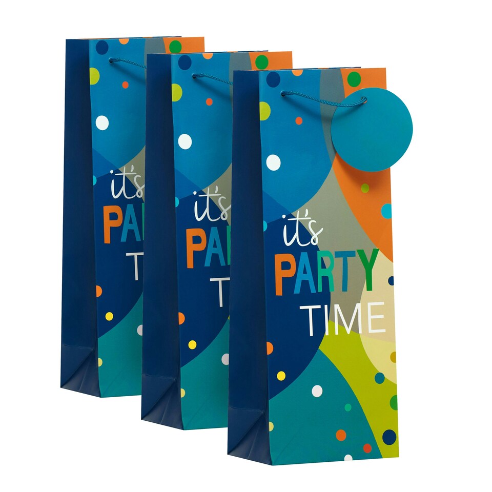 image 1 of Essentials Male Party Time Bottle Gift Bag - Pack of 3