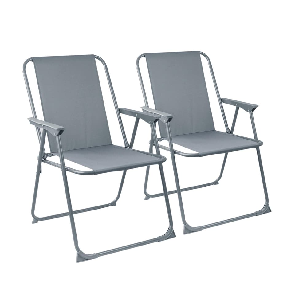 image 1 of Harbour Housewares Folding Metal Beach Chairs - Grey - Pack of 2 | Grey | Grey