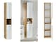 image 1 of Tall Bathroom Cabinet Slim Narrow Tallboy Wall Hung Storage Unit White Gloss and Oak Floating Modern Shelving Aruba