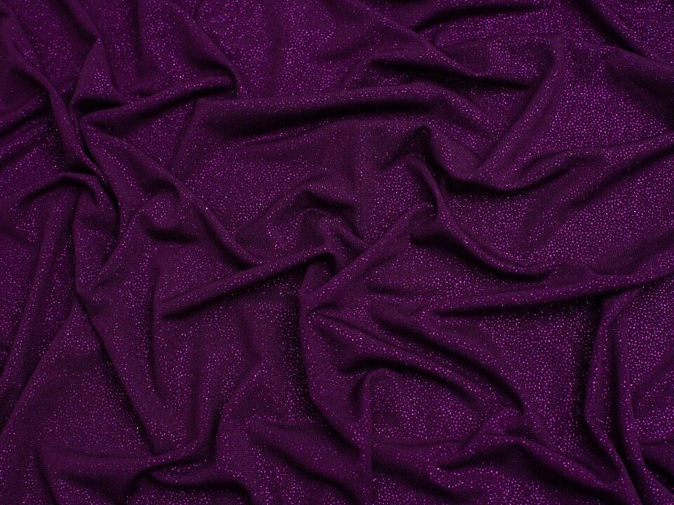 Minerva Core Range Purple Dazzle Glitter ITY Silky Stretch Knit Fabric for Dressmaking, 148cm / 58" Wide - per metre