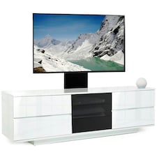 Centurion Supports AVITUS ULTRA Gloss White Remote Friendly BeamThru Door with 4-White Drawers up to 65" Flat Screen TV Cabinet with Mounting Arm White