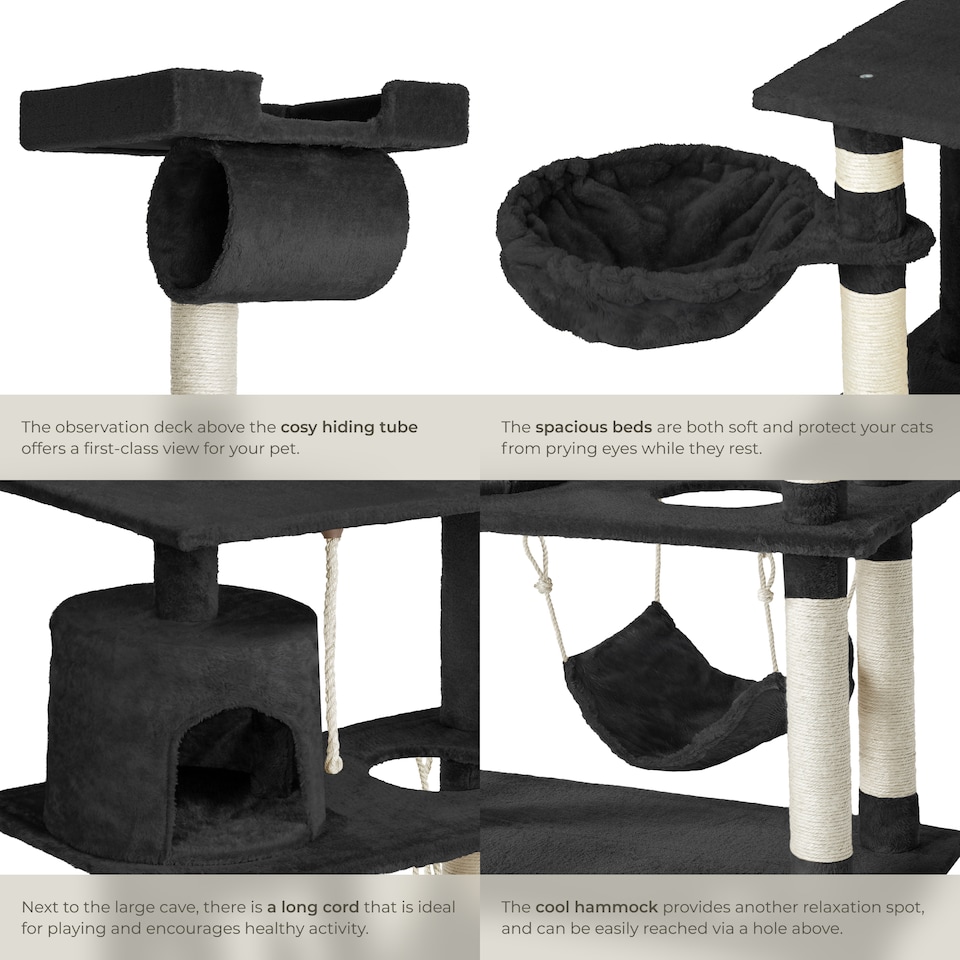 image 1 of Cat Tree Marcel - 141 cm, sisal cat scratching post | Black | black | One Size | 1