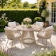 image 7 of Direct Wicker Outdoor Garden Iron Woven Round Dining Table Set with Four Chairs