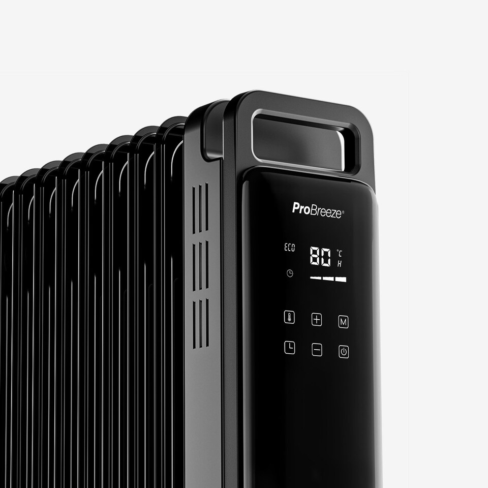 image 1 of Pro Breeze OmniWarm 2500W Oil Filled 11 Fins Eco Radiator Heater With Digital Display - Black
