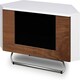 image 6 of Centurion Supports Hampshire Corner-Friendly Gloss White with Walnut Contrast Beam-Thru Remote Friendly Door 26"-50" Flat Screen TV Cabinet White | Walnut