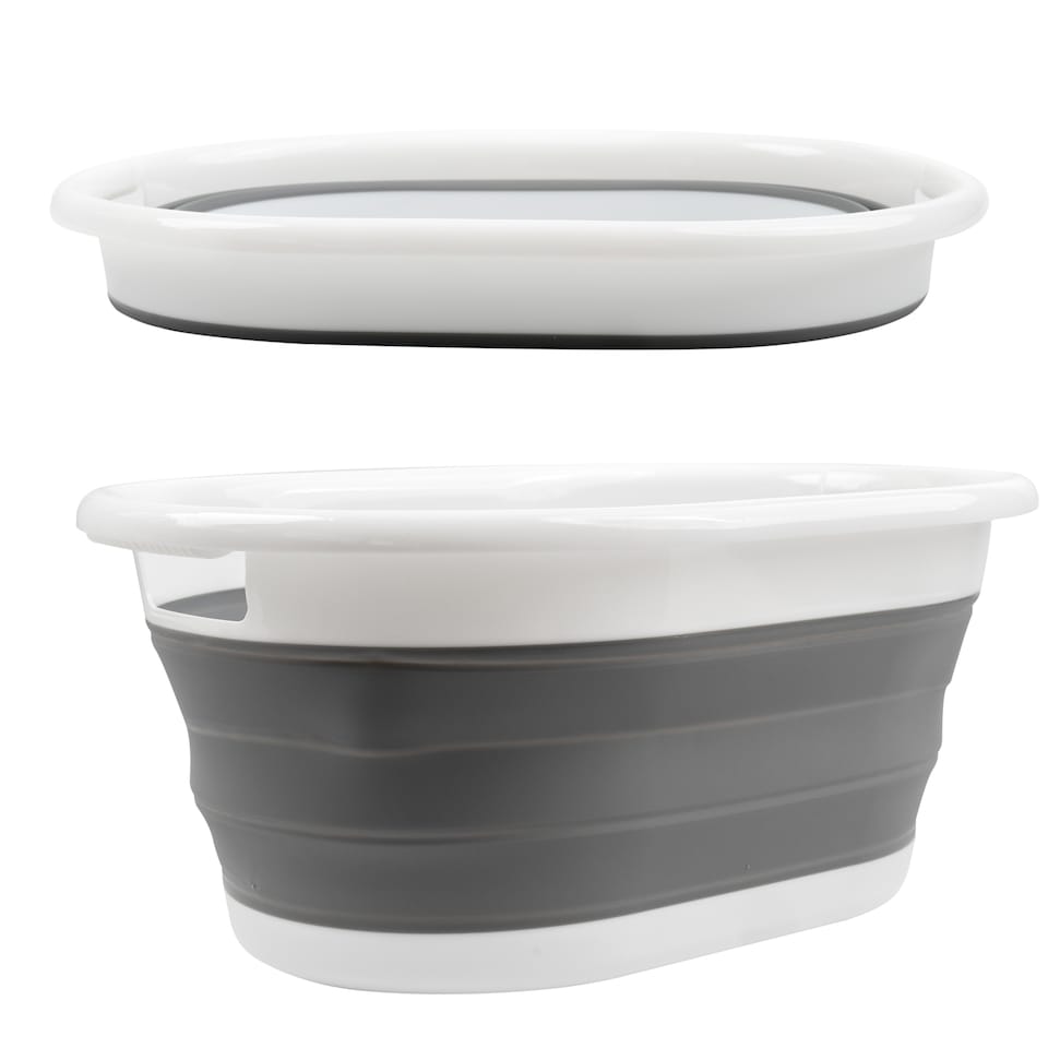 image 1 of Crystals Large Collapsible Fold Able Laundry Basket Pop Up Clothing Washing Storage For Bedrooms Laundry Room Bathroom (Oval Grey) | Grey | white