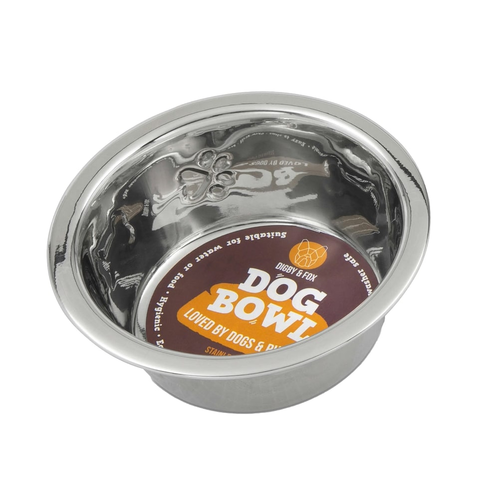 Digby & Fox Stainless Steel Dog Bowl - Silver - 2500ml Silver