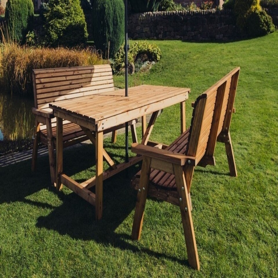 image 1 of Valley 4 Seat Set 2X2B Table - Timber - L220 x W180 x H95 cm - Garden Furniture - Minimal Assembly Required