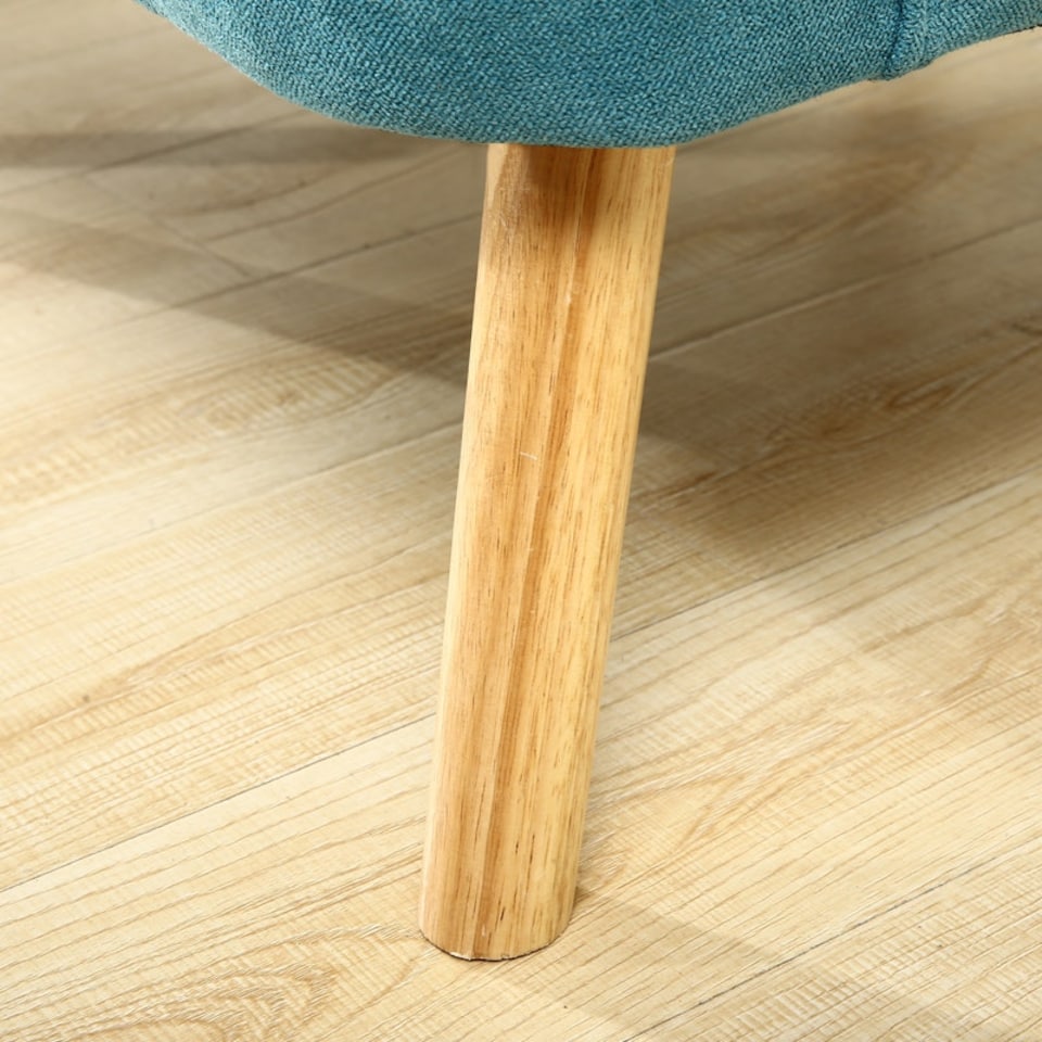 image 1 of Living and Home Faux Wool Upholstered Armchair and Footstool - Blue