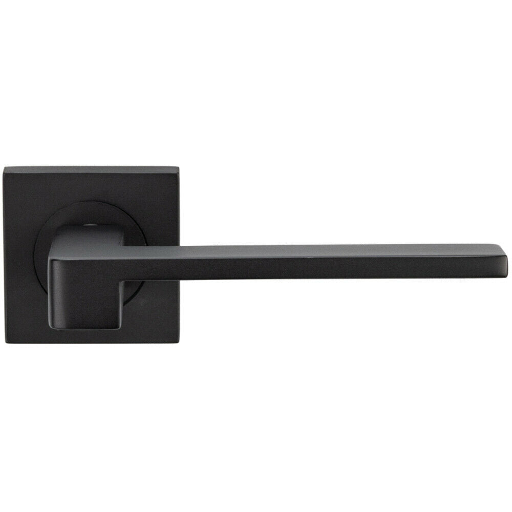 Loops PAIR Flat Squared Bar Handle on Square Rose Concealed Fix Matt Black