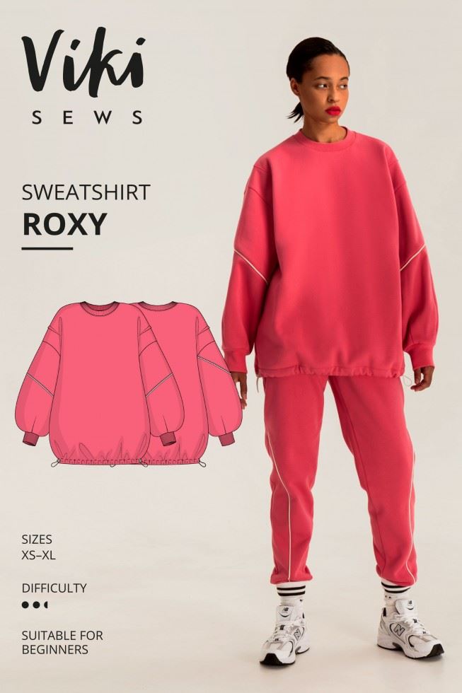 Vikisews Roxy Sweatshirt Paper Sewing Pattern – Women’s Tops, Sweaters & Sportswear, Sizes XS–XL, Easy
