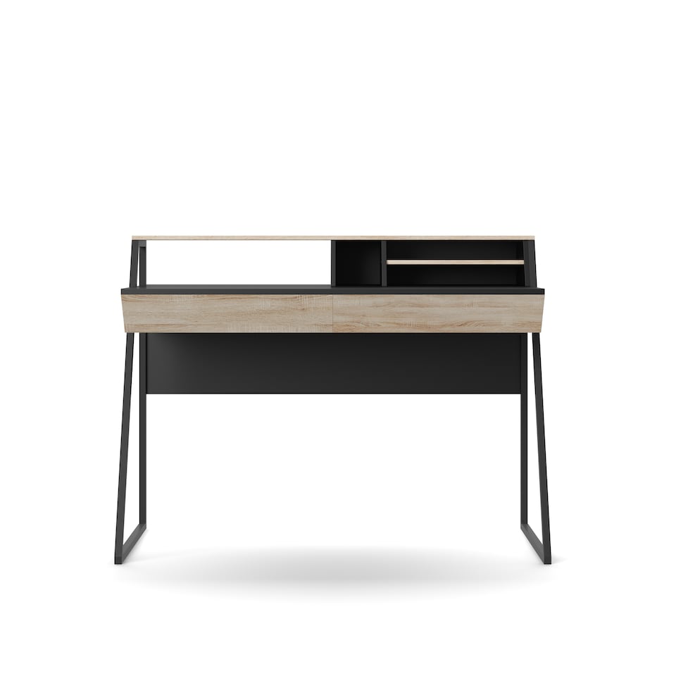 image 1 of Salcombe Desk in Black Light Oak Look | Black | Black and light oak