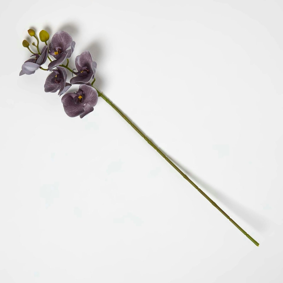 image 1 of Homescapes Artificial Stem of Grey Orchid Flower, 68 cm