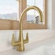 image 9 of Balterley Situla Kitchen Mono Mixer Tap with Dual Lever Handles, Curved Swivel Spout | Copper | Brushed Brass | 1