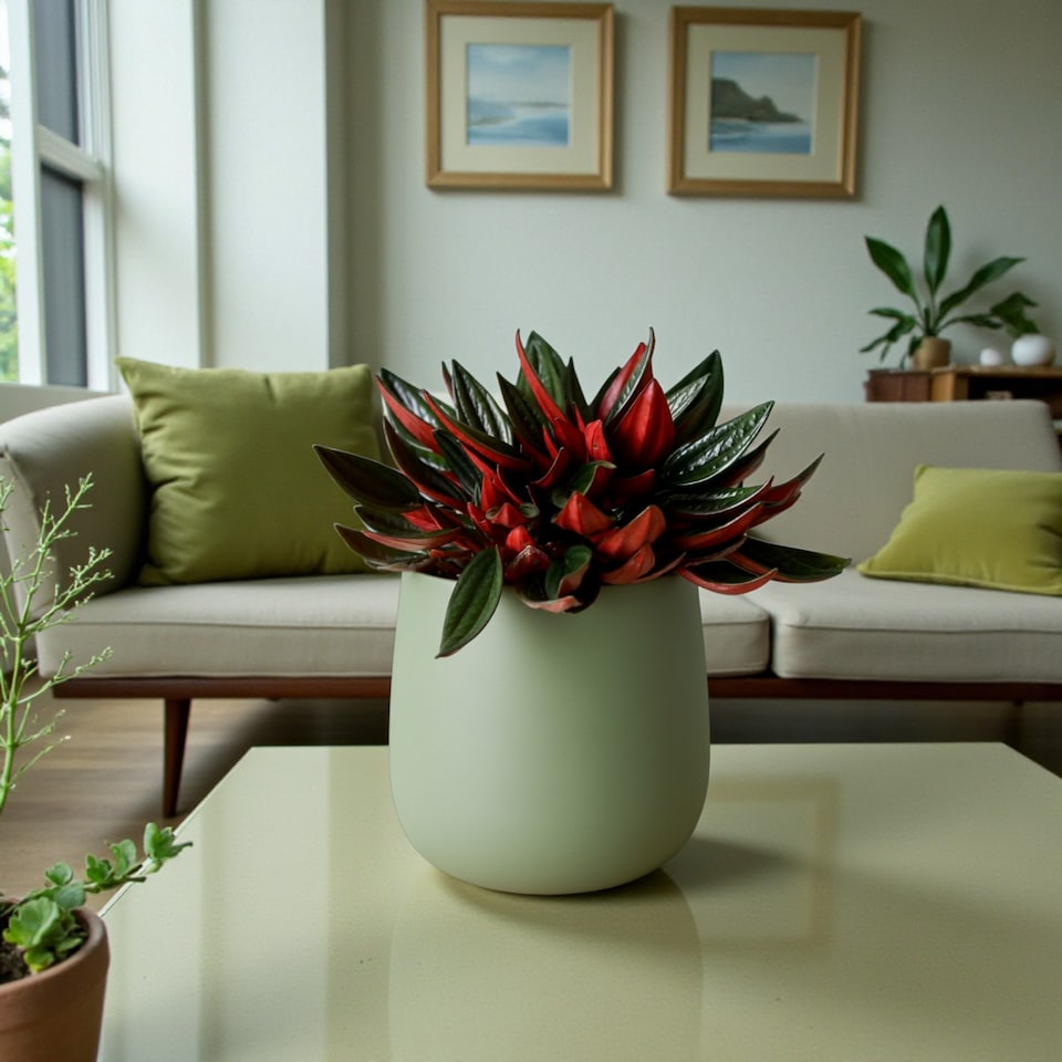 image 1 of 2 x Echeveria Agavoides Ebony in 8.5cm Pot - Ebony Wax Agave Variegated Succulent Houseplant
