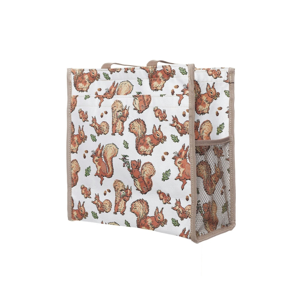 image 1 of Signare Shopper Grocery Bag - Peter Rabbit Squirrel Nutkin Brown | Beige