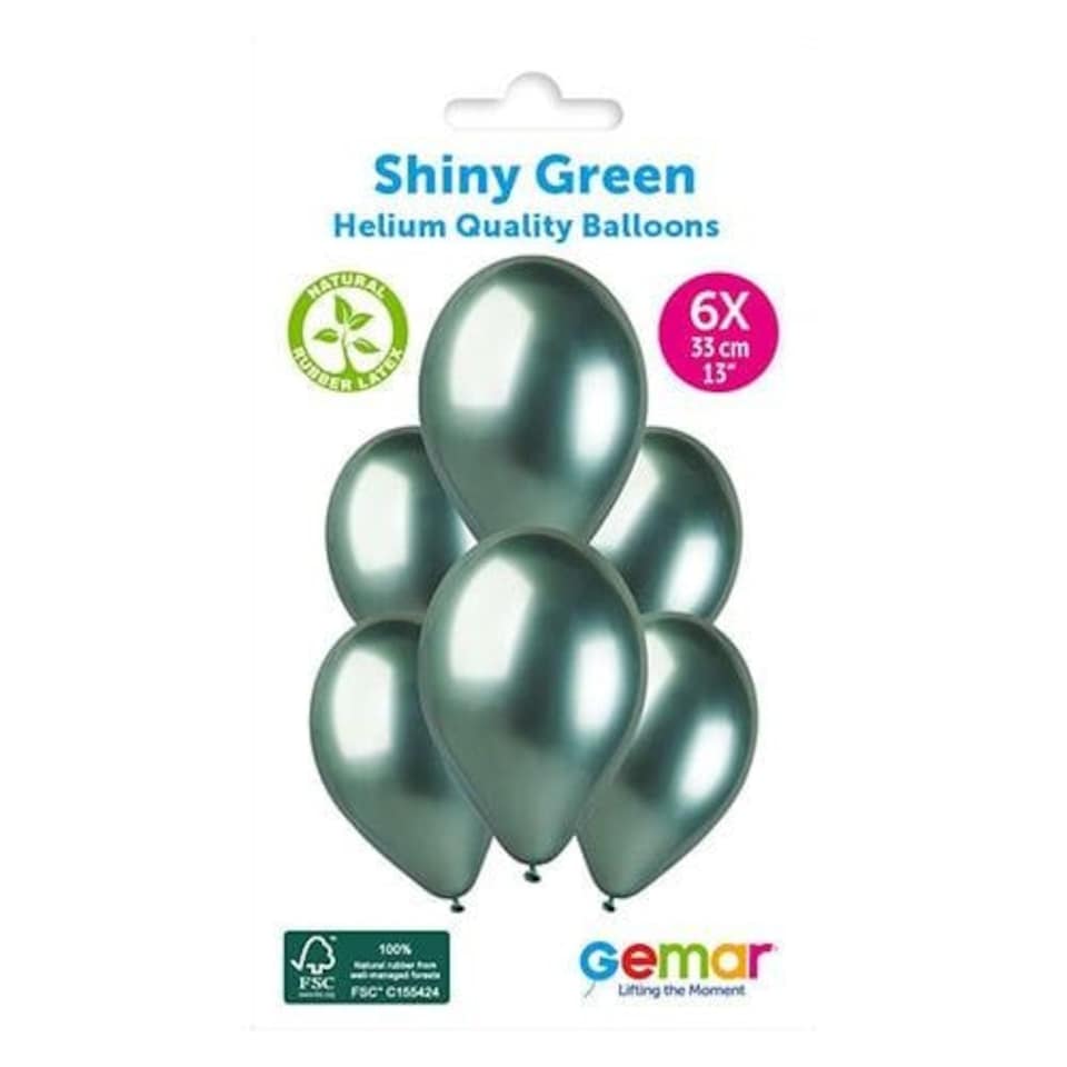 image 1 of Shiny Green Bio Latex Balloons 33cm / 13 in - Pack of 6