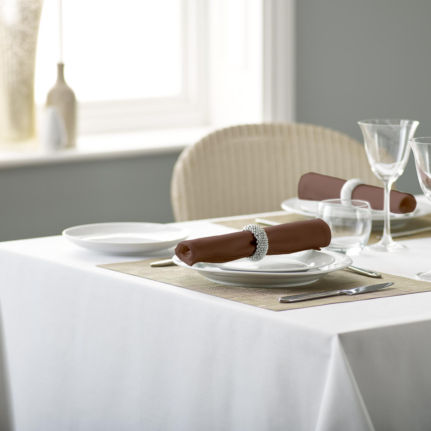 Vision Polyester Plain Coloured Napkin in Dark Brown | Size: 41 cm x 41 cm