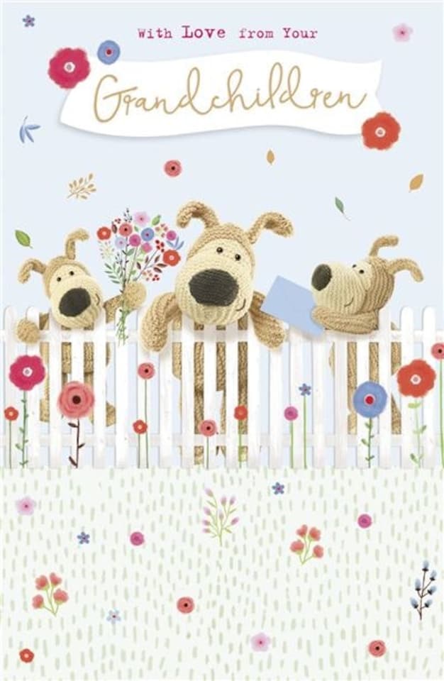 Boofle Standing Behind Fence From Grandchildren Mother's Day Card