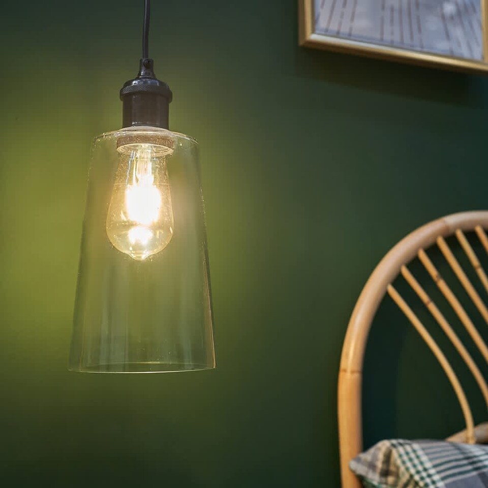 image 1 of ValueLights Viggo Matte Black Pendant Light and Warm White Bulb